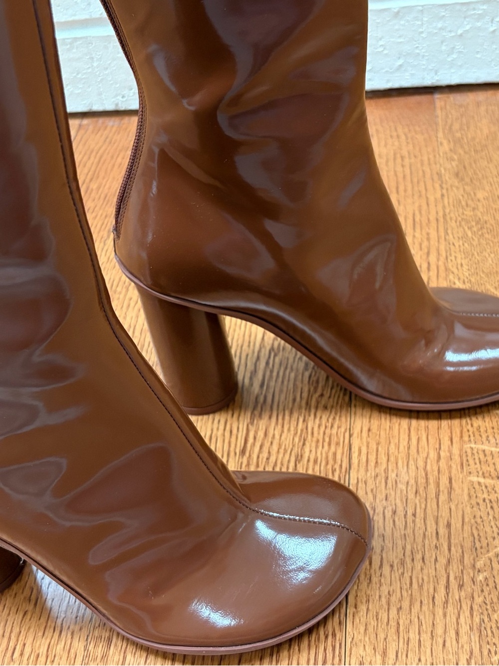 Bottega Veneta Atomic 90 mm tall boots, Brown Sugar, patent leather, 37 - Picture 5 of 12